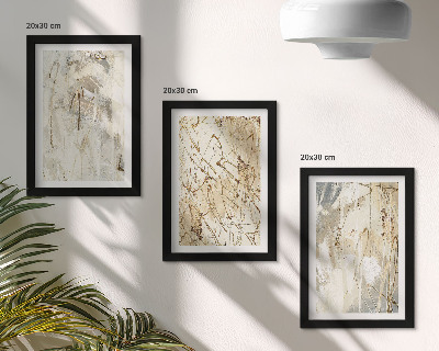 Triptych v ráme Abstraktné vzory v odtieňoch béžovej a sivej