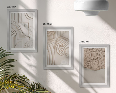 Triptych v ráme Abstraktné vzory v odtieňoch béžovej a bielej