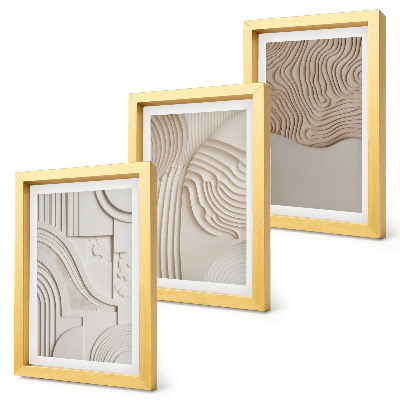 Triptych v ráme Abstraktné vzory v odtieňoch béžovej a bielej