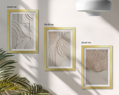 Triptych v ráme Abstraktné vzory v odtieňoch béžovej a bielej