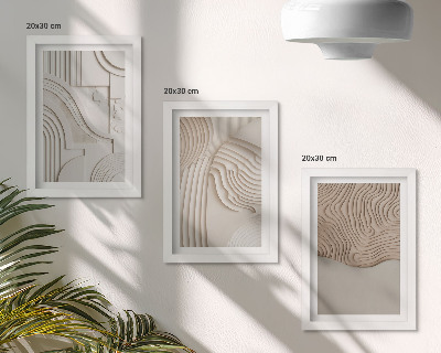 Triptych v ráme Abstraktné vzory v odtieňoch béžovej a bielej