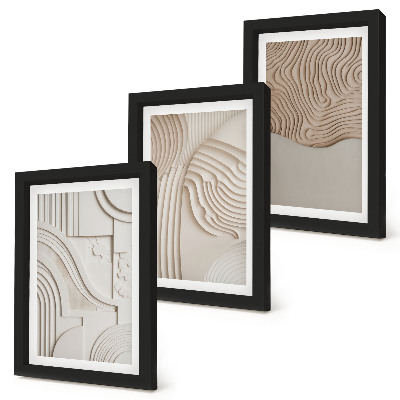 Triptych v ráme Abstraktné vzory v odtieňoch béžovej a bielej