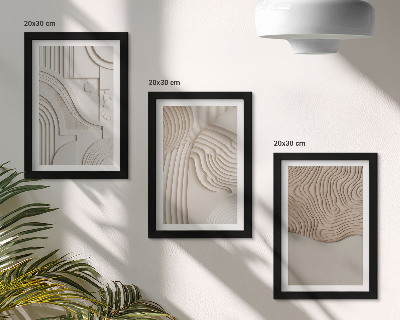 Triptych v ráme Abstraktné vzory v odtieňoch béžovej a bielej