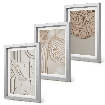 Triptych v ráme Abstraktné vzory v odtieňoch béžovej a bielej