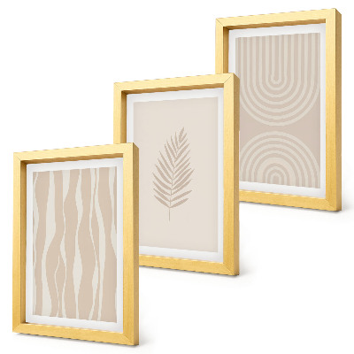 Triptych v ráme Vzory v odtieňoch béžovej s rastlinnými motívmi