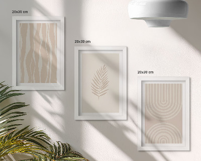 Triptych v ráme Vzory v odtieňoch béžovej s rastlinnými motívmi