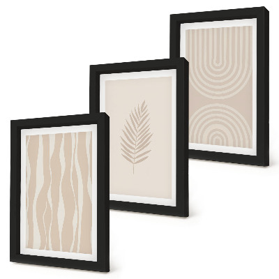 Triptych v ráme Vzory v odtieňoch béžovej s rastlinnými motívmi