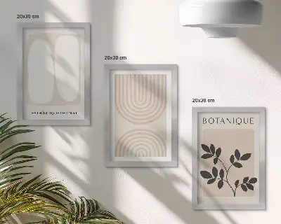 Sada obrazov do obývačky boho plagáty s jemnými abstraktnými rastlinnými motívmi