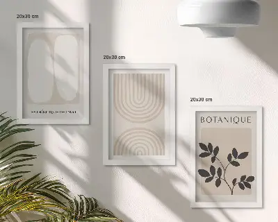 Sada obrazov do obývačky boho plagáty s jemnými abstraktnými rastlinnými motívmi
