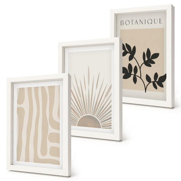 Triptych v ráme Abstraktné vzory s kvetinovými akcentmi v neutrálnych tónoch