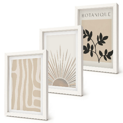 Triptych v ráme Abstraktné vzory s kvetinovými akcentmi v neutrálnych tónoch