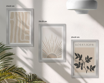 Triptych v ráme Abstraktné vzory s kvetinovými akcentmi v neutrálnych tónoch