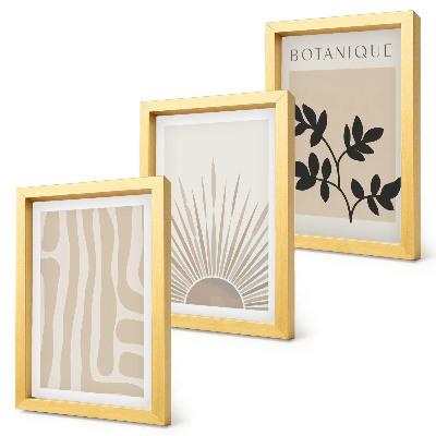 Triptych v ráme Abstraktné vzory s kvetinovými akcentmi v neutrálnych tónoch
