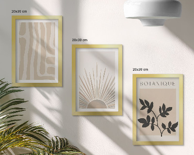 Triptych v ráme Abstraktné vzory s kvetinovými akcentmi v neutrálnych tónoch