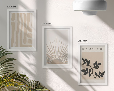 Triptych v ráme Abstraktné vzory s kvetinovými akcentmi v neutrálnych tónoch