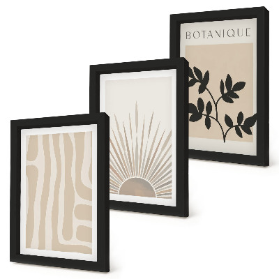Triptych v ráme Abstraktné vzory s kvetinovými akcentmi v neutrálnych tónoch