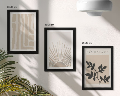 Triptych v ráme Abstraktné vzory s kvetinovými akcentmi v neutrálnych tónoch