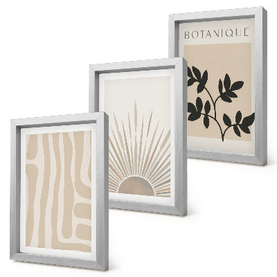 Triptych v ráme Abstraktné vzory s kvetinovými akcentmi v neutrálnych tónoch