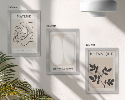Triptych v ráme Štýlové minimalistické obrazy s rastlinnými motívmi od Matissea