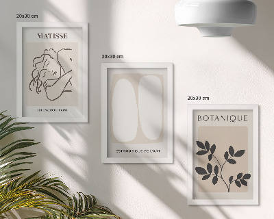 Triptych v ráme Štýlové minimalistické obrazy s rastlinnými motívmi od Matissea