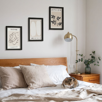 Triptych v ráme Štýlové minimalistické obrazy s rastlinnými motívmi od Matissea