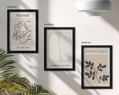 Triptych v ráme Štýlové minimalistické obrazy s rastlinnými motívmi od Matissea