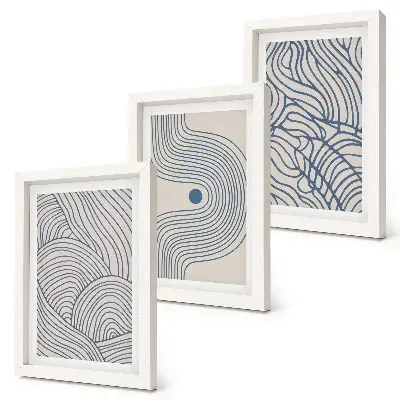 Abstraktné dekoratívne vlnovky triptych v ráme