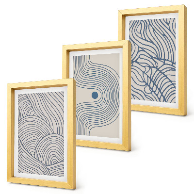 Triptych v ráme Abstraktné dekoratívne čiary vlnov