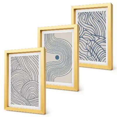 Abstraktné dekoratívne vlnovky triptych v ráme