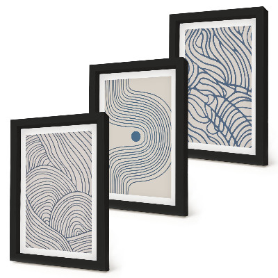 Triptych v ráme Abstraktné dekoratívne čiary vlnov