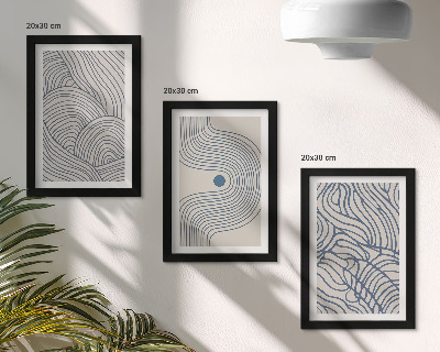Triptych v ráme Abstraktné dekoratívne čiary vlnov
