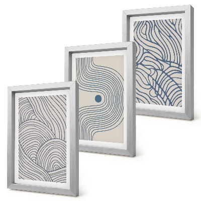 Triptych v ráme Abstraktné dekoratívne čiary vlnov