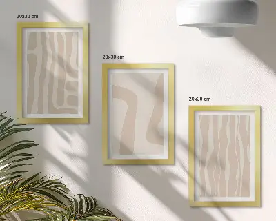Sada obrazov do obývačky abstraktné vzory v minimalistickom boho štýle