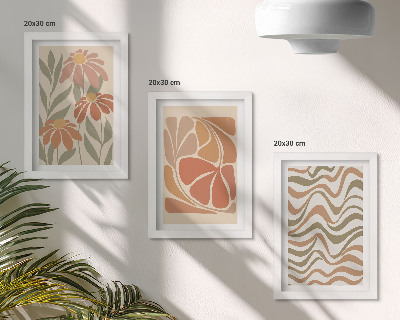 Triptych v ráme Pastelové kvety a abstraktné vzory