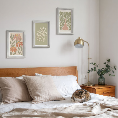 Triptych v ráme Kvetinové motívy, minimalistické vzory, boho štýl