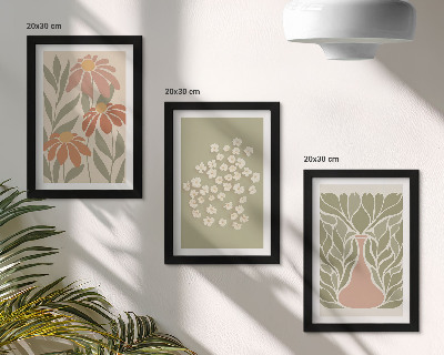 Triptych v ráme Kvetinové motívy, minimalistické vzory, boho štýl