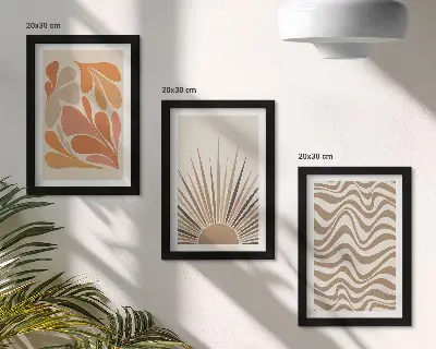 Sada obrazov do obývačky slnko s abstraktnými pastelovými tvarmi v boho štýle
