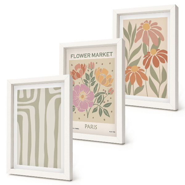 Triptych v ráme Plagát s botanickými motívmi v Paríži, minimalizmus