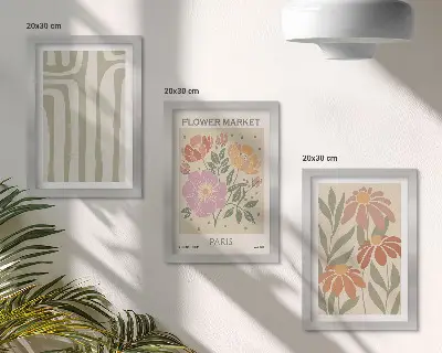 Plagát s botanickými motívmi v Paríži minimalistický triptych v ráme