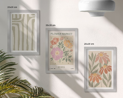 Triptych v ráme Plagát s botanickými motívmi v Paríži, minimalizmus