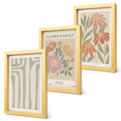 Triptych v ráme Plagát s botanickými motívmi v Paríži, minimalizmus