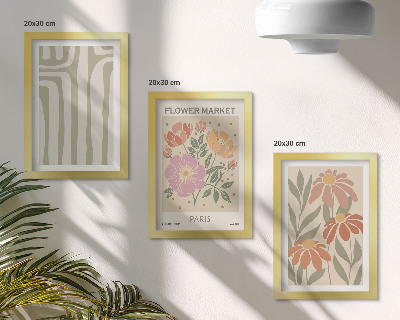 Triptych v ráme Plagát s botanickými motívmi v Paríži, minimalizmus