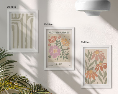 Triptych v ráme Plagát s botanickými motívmi v Paríži, minimalizmus