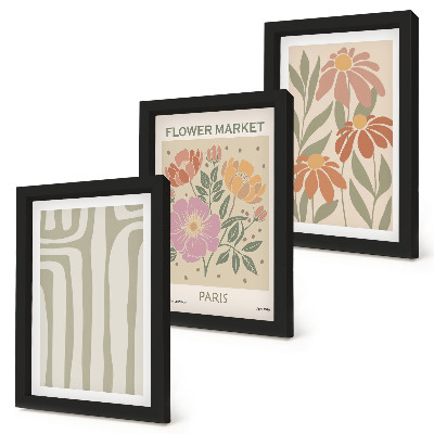 Triptych v ráme Plagát s botanickými motívmi v Paríži, minimalizmus