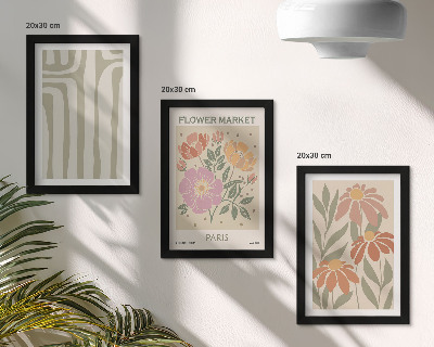Triptych v ráme Plagát s botanickými motívmi v Paríži, minimalizmus