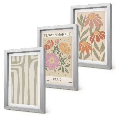 Triptych v ráme Plagát s botanickými motívmi v Paríži, minimalizmus