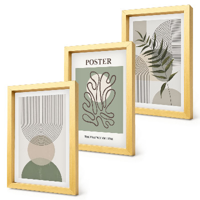 Triptych v ráme Plagát s geometrickými abstraktnými botanickými vzormi