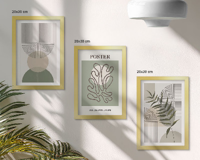 Triptych v ráme Plagát s geometrickými abstraktnými botanickými vzormi