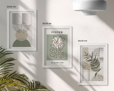 Triptych v ráme Plagát s geometrickými abstraktnými botanickými vzormi