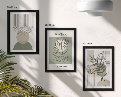 Triptych v ráme Plagát s geometrickými abstraktnými botanickými vzormi